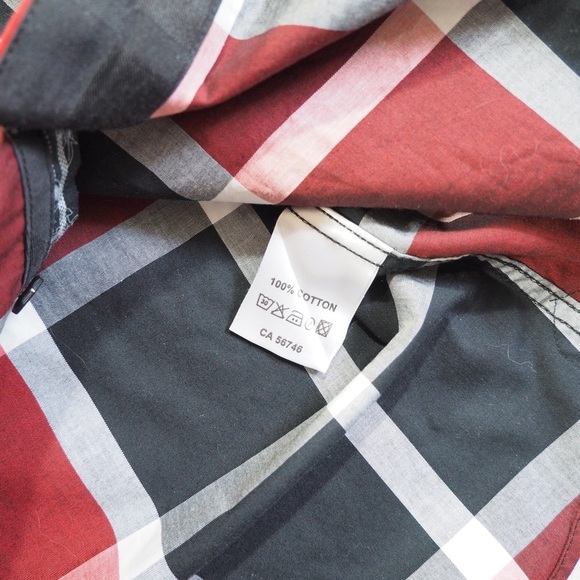 Au Noir Sz 4 Men's Red and Black Plaid Casual Flip Cuffs 100% Cotton - Picture 6 of 13